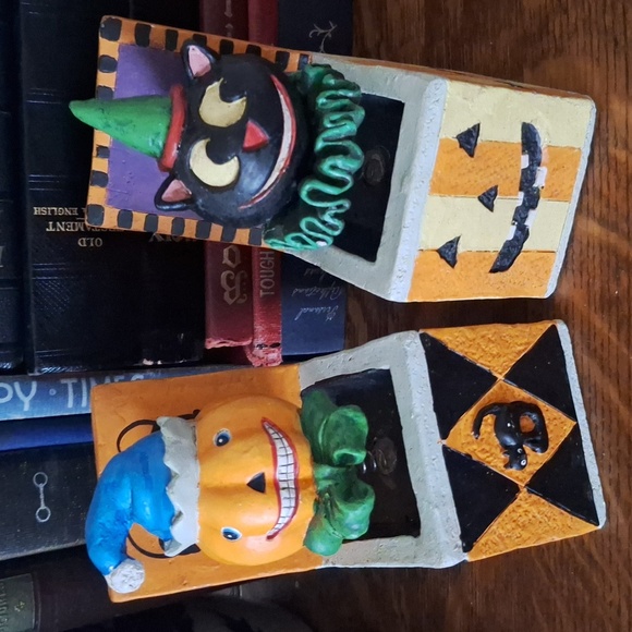 2 SPOOKY HALLOWEEN PUMPKIN AND CAT JACK IN THE BOX BOBBLEHEAD 2004! RARE - Picture 1 of 10